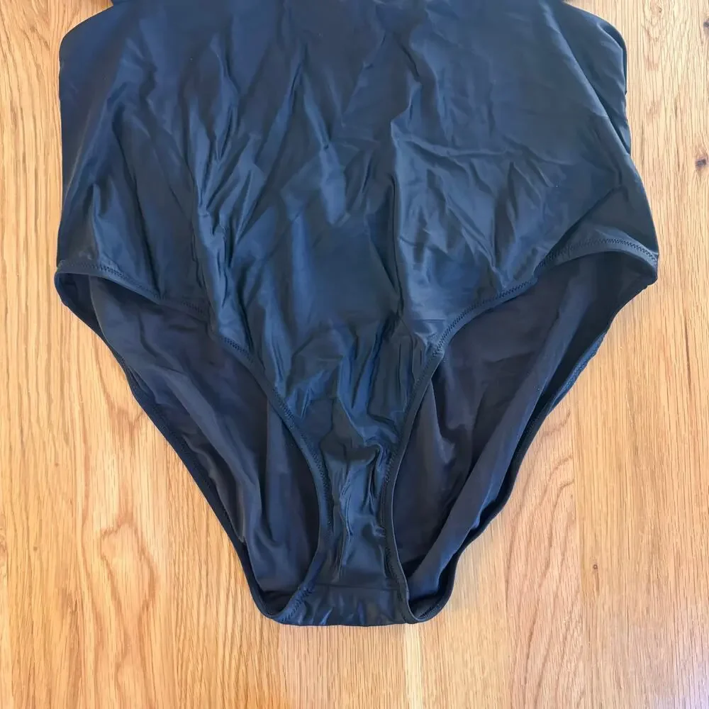 NWT J. Crew Cut Out Tie One Piece Swimsuit Black BF166 Size 22 - Picture 4 of 9